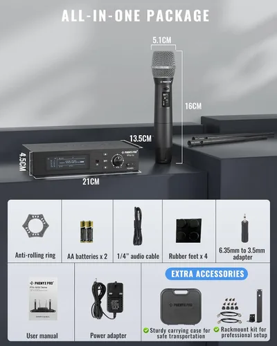 Miniatura 7 de Phenyx Pro Sistema de micrófono inalámbrico True Diversity PTU-1U con Bodypack