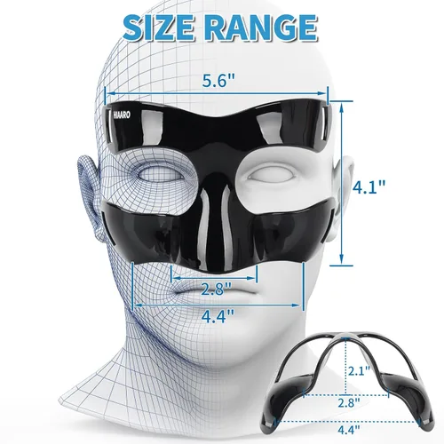 Miniatura 2 de BK01B Protector de nariz para nariz rota, máscaras de protección facial deportivas con acolchado, ajustables, transpirables y transparentes