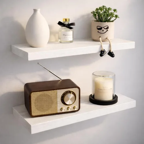 Miniatura 51 de BGMG Estantes flotantes de madera de 12 pulgadas, estantes flotantes negros, estantes de pared de madera maciza para baño, sala de estar