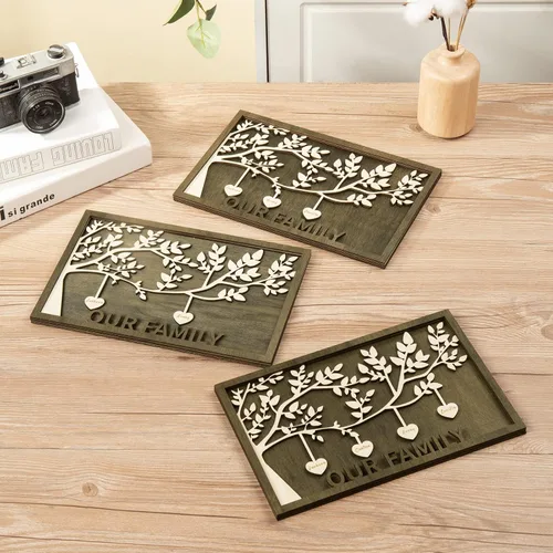 Miniatura 8 de Jeweidea Placa personalizada con nombre de la familia con 2-8 nombres, adorno personalizado con grabado del árbol de la vida con soporte, regalo