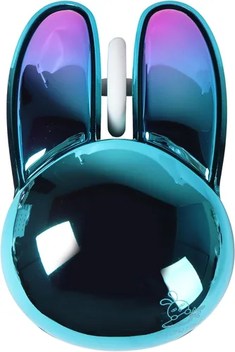 Ratón inalámbrico Bluetooth lindo conejito de doble modo ratón portátil pequeño 2.4G ratón óptico con receptor USB silencioso azul Kawaii conejo