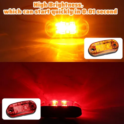 Miniatura 3 de 40 piezas de luces marcadoras de remolque de 2.5 pulgadas, 2 diodos, impermeables, selladas, luz de doble diana LED, kit de luces de remolque LED