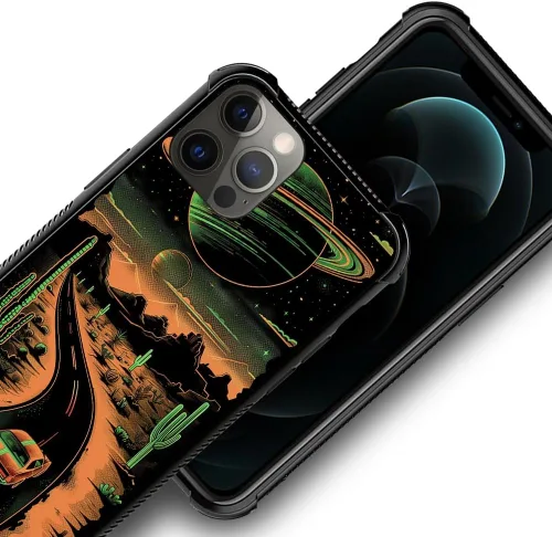 Miniatura 7 de CARLOCA Funda compatible con iPhone 11 Pro Max, patrón de carretera del desierto naranja alienígena, ultra protección, a prueba de golpes