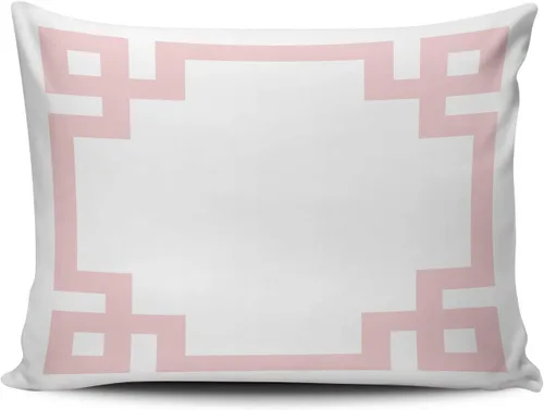 Fundas de almohada decorativas personalizadas, borde de llave griega, color blanco y rosa claro, fundas de almohada rectangulares, tamaño Queen, 20