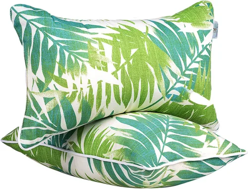 Miniatura 22 de JMGBird Juego de 2 almohadas lumbares para exteriores con relleno de algodón PP para muebles de patio, almohadas decorativas de 12 x 20 pulgadas