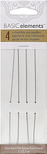 Miniatura 2 de The Beadsmith Basic Elements - Agujas plegables de 5 pulgadas de largo, alambre trenzado flexible, ojo grande, fácil de enhebrar, 4 agujas extra