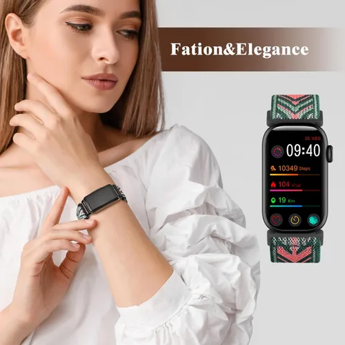 Miniatura 5 de Paquete de 2 bandas elásticas de nailon de 0.63 pulgadas compatibles con FITVII HM08/MorePro HM08/Amzhero-Runfit D26/KALINCO Slim Fitness Tracker