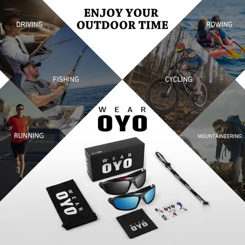 Miniatura 7 de WEAROYO - Gafas de sol polarizadas deportivas para hombres y mujeres, gafas de pesca y conducción rectangulares, protección UV400 C Negro Rojo