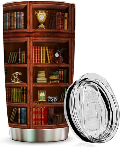 Miniatura 7 de 2IMT Taza de Libro para Gatos y Amantes de la Lectura Taza de Viaje para la Biblioteca Regalos para Amantes de los Libros y de los Gatos