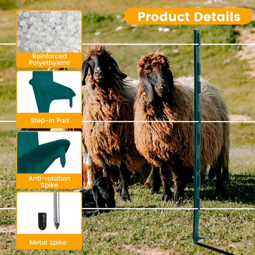 Miniatura 4 de Paquete de 25 Postes de Cerca Eléctrica, Poste de Cerca de Paso de 48 Pulgadas, Postes Temporales de Plástico para Cerca para Protección de Granja