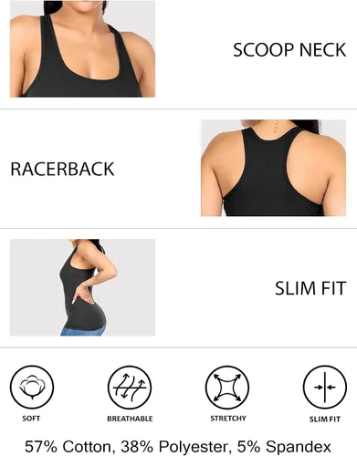 Miniatura 5 de Camisetas sin mangas de algodón acanalado con espalda cruzada para mujer, camisetas básicas de entrenamiento atlético, camisetas sin mangas
