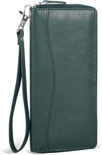 Miniatura 15 de Oak Leathers Cartera de cuero para mujer – Cartera Clutch RFID para mujer con 8 portadores de tarjetas de crédito, bolsillo para monedas, regalo