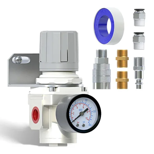 Miniatura 6 de AIRZOE Regulador de presión de aire NPT de 1/2", sistema de aire comprimido,Mini regulador de aire AR4000-04,0-150 PSI Gauge