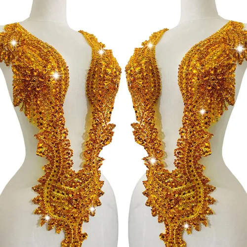 Miniatura 19 de Apliques hechos a mano de cristal sobre encaje, cuentas de diamantes de imitación para coser, parches de lentejuelas, accesorios de decoración