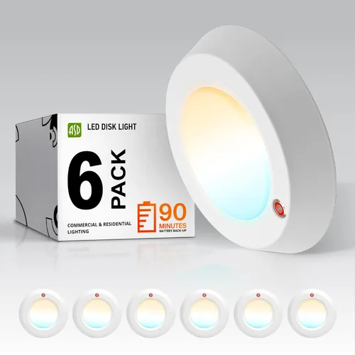 Miniatura 20 de ASD Paquete de 12 luces LED de disco de 6 pulgadas, 15 W 5000 K luz diurna 1300 LM CRI90+, luminaria empotrable regulable de techo, montaje en Blanco
