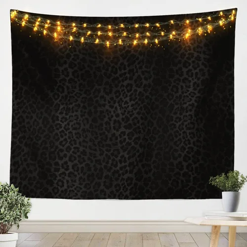 Feelyou Tapiz de leopardo negro, decoración de guepardo, tapiz geométrico para colgar en la pared, tapiz de animales de safari africano, patrón