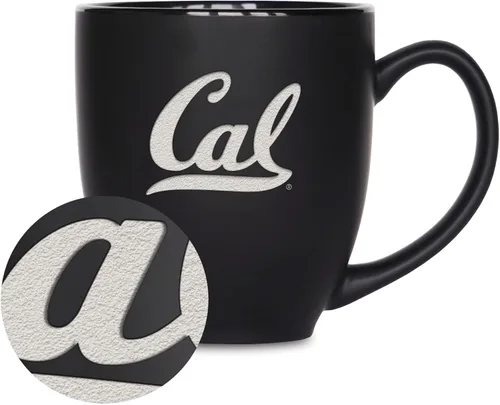 Miniatura 290 de Rico Industries - Taza de cerámica mate negra con grabado láser estándar de 15oz para NCAA (escuelas T & U) - Para bebidas calientes o frías