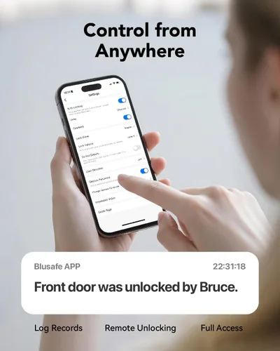 Miniatura 5 de Smart Lock Cerradura de huella digital para puerta de entrada, 4 en 1, cerradura inteligente (níquel cepillado en la nube)