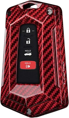 Miniatura 14 de Funda para llavero de coche para Toyota 86 GT86 Avalon C-HR Camry Corolla Highlander Prado Prius RAV4 carcasa de fibra de carbono, Negro / rojo +