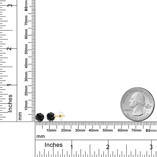 Miniatura 234 de Gem Stone King Aretes solitarios con piedra natal de oro de 14 quilates Redondos de 0.236 in Aretes de oro para mujeres y hombres
