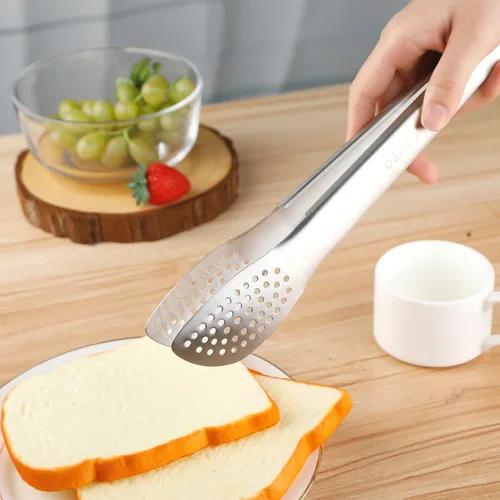 Miniatura 6 de DEVICO Pinzas de cocina para cocinar, pinzas de acero inoxidable 18/8, 2 pinzas de metal de bloqueo de 12 pulgadas para barbacoa/parrilla/bufé