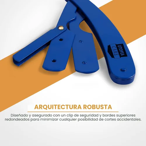 Miniatura 4 de Utopia Care Maquinilla de afeitar recta profesional para hombres, peluquero de borde recto de seguridad con 100 cuchillas, color azul