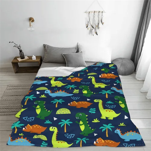 Miniatura 4 de Manta de dinosaurio de dibujos animados, manta de dinosaurio suave y cálida para niños y niñas, manta de franela de regalo para Navidad, cumpleaños
