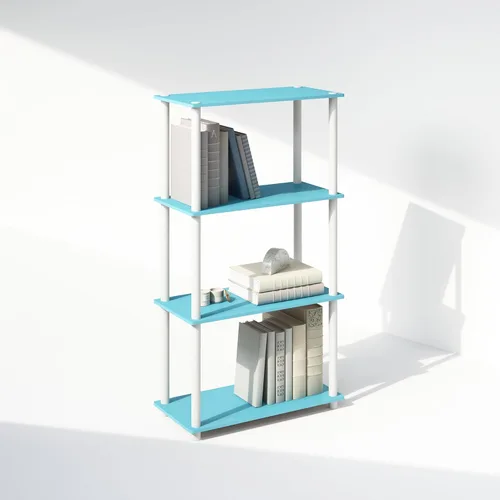 Miniatura 38 de Furinno Turn-N-Tube Estantes de almacenamiento, estante esquinero de 4 niveles, estante de exhibición de montaje sin herramientas, estantería