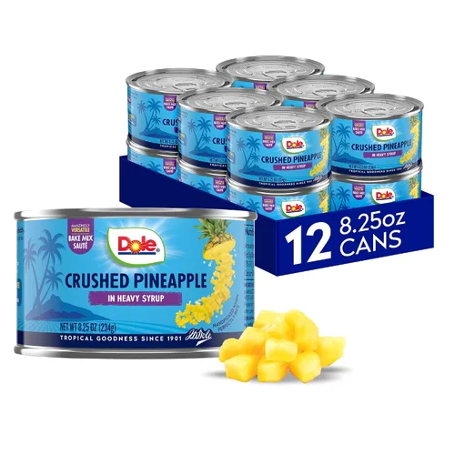 Miniatura 10 de Dole Fruta enlatada, trozos de piña en almíbar pesado, sin gluten, grapas de despensa, 20 onzas, 12 unidades, el embalaje puede variar