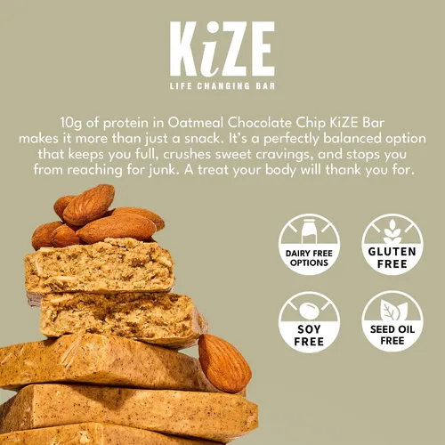 Miniatura 6 de KiZE Energy Bars - Barras energéticas de reemplazo de comidas con alto contenido de proteínas, a base de mantequilla de almendras, sin gluten, sin