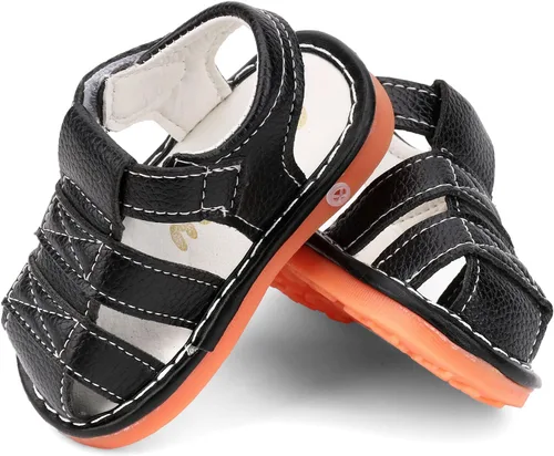 Miniatura 6 de Sandalias chirriantes de verano para niños y niñas, puntera cerrada, antideslizantes, suela de goma premium, zapatos para primeros pasos