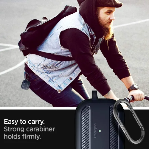 Miniatura 4 de Spigen Rugged Armor - Funda de protección contra caídas con mosquetón diseñada para AirPods Pro (2019), color carbón