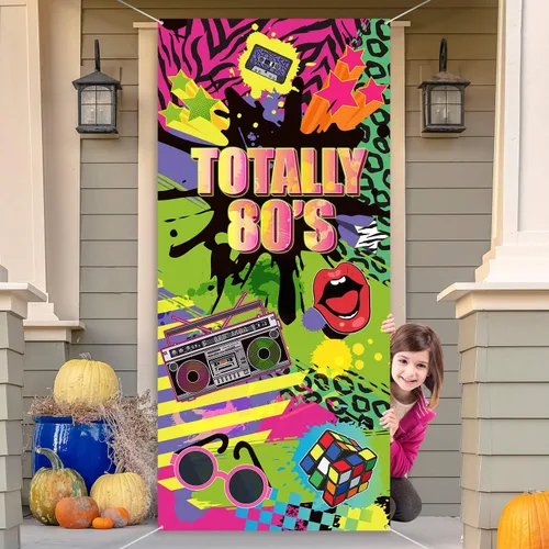 Totally - Cubierta de puerta de los años 80, tela grande de los años 80, cartel de graffiti de hip hop, pancarta de decoración retro para fiestas
