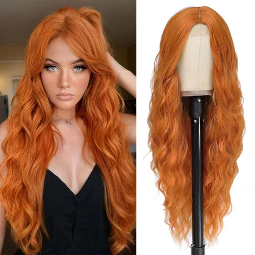 Miniatura 35 de Peluca larga rubia 613 para cosplay, peluca sintética de 28 pulgadas, parte media, regalos realistas, pelucas de fiesta para mujeres, uso diario