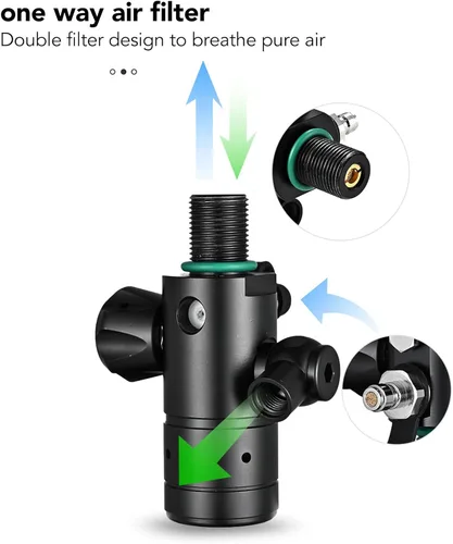 Miniatura 9 de Mini respirador de respiración de buceo portátil, equipo de buceo, tanque de cilindro de oxígeno, 2L X5000 Pro, adaptador de tubo de doble correa