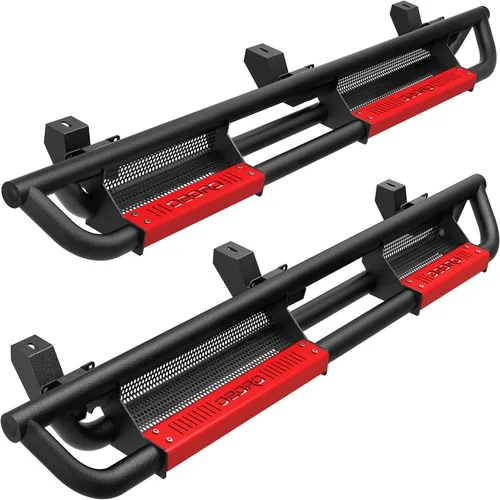 oEdRo Estribos Totalmente de Acero con Placas de Escalón Pintables, Peldaños Laterales Atornillables Compatibles con Jeep Wrangler 4XE 2018-2026,