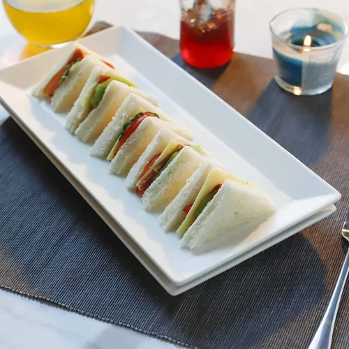 Miniatura 3 de Sweese Bandeja de porcelana rectangular de 12 pulgadas para sushi, carne, postres, pasteles, plato blanco para servir restaurante, banquete, fiesta