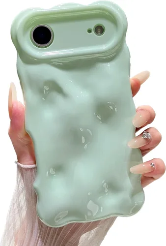 Miniatura 71 de XIZYO Funda para iPhone 13 de 6.1 pulgadas, bonito patrón de ondas, estético, 3D, rizado, ondulado, chapado en purpurina, para mujeres y niñas, Azul