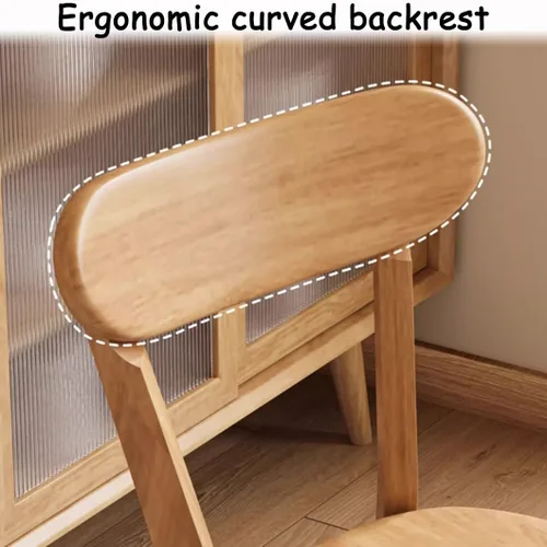 Miniatura 4 de YVYKFZD Sillas de comedor de madera maciza, juego de sillas de cocina con respaldo curvo, silla de comedor sin brazos, silla auxiliar cómoda de Negro