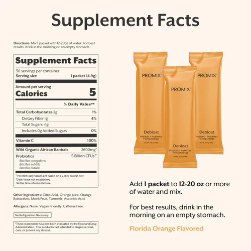 Miniatura 8 de ProMix Nutrition - Prebióticos y probióticos para desinflamar con baobab - Rico en vitamina C, alivio de la hinchazón, apoyo inmune - Sabor a
