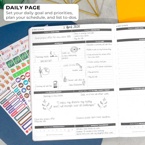 Miniatura 4 de Clever Fox Agenda Daily PRO – Agenda diaria de 8.5 x 11 pulgadas tamaño A4 y diario de gratitud para aumentar la productividad, gestión del tiempo