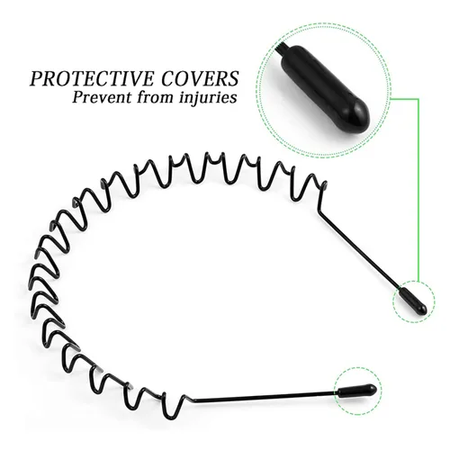 Miniatura 6 de Bandas de pelo de metal para hombres y mujeres, diademas de moda, banda de pelo ondulada negra, banda para la cabeza unisex, accesorios de cabello