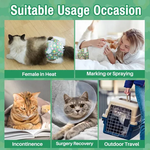 Miniatura 6 de Pet Soft Pañales desechables para gatos – Pañales para gatos hembras y machos, pañales para cachorros para perras con agujero de cola de espuma