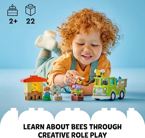Miniatura 2 de LEGO DUPLO Town Cuidando de las Abejas y Colmenas, juguete de aprendizaje para niños preescolares, 2 figuras y un camión conducido, juguete STEM