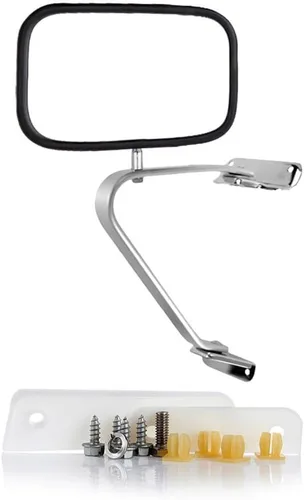 Miniatura 18 de Juego de montaje de espejos laterales Compatible con 1987-2002 para Jeep Wrangler con puerta media, plegable manual, espejo negro manual texturizado