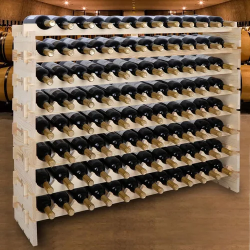 Miniatura 4 de Estante modular para vino 72, estante apilable para almacenamiento de vino, estantes de exhibición de madera maciza, sin tambaleo (72 botellas)