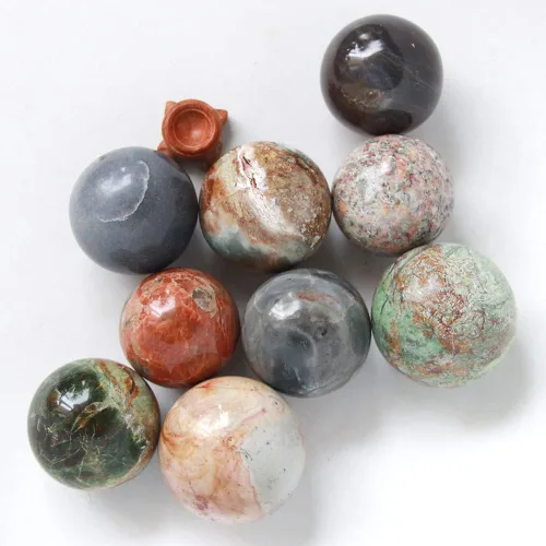 Miniatura 2 de Esfera de cuarzo de cristal con soporte de madera, cristal natural curativo, piedra mineral del amor, esfera de adivinación (jaspe océano, 1.969 in)