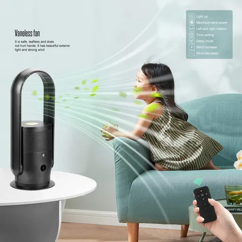 Miniatura 2 de ULTTY - Ventilador de torre sin aspas y purificador de aire, ventilador oscilante silencioso con control remoto y táctil, 9 velocidades