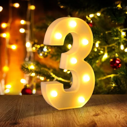 Miniatura 14 de Símbolo Ampersand LED Grande &, Letras de Marquesina Cartel 26 Letras del Alfabeto y 10 Números Luminosos para Decoración de Fiestas, Números