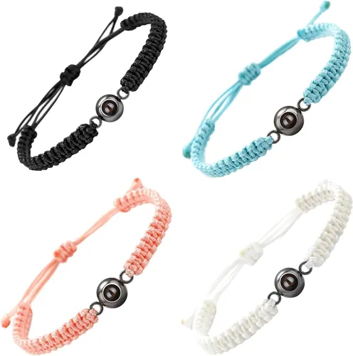 Miniatura 4 de Pulseras, elegante pulsera para parejas con 100 idiomas "I Loves You" Proyección en cristales mate piedra portátil para aniversarios